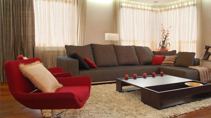 Red And Grey Sofa in Resting Room